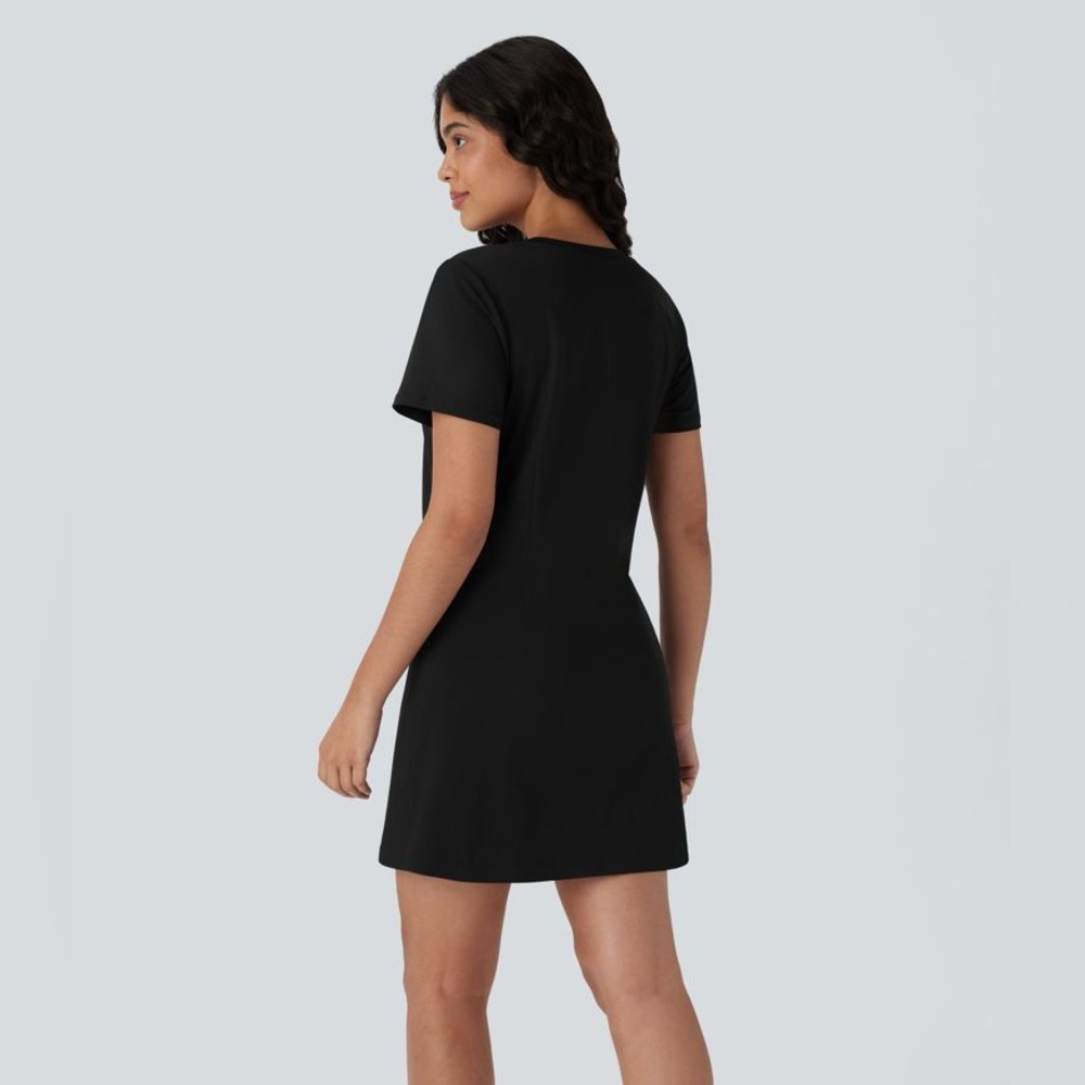 NEW HALARA Round Neck Short Sleeve Solid Mini Casaul Tee Dress Size Small - Picture 2 of 13